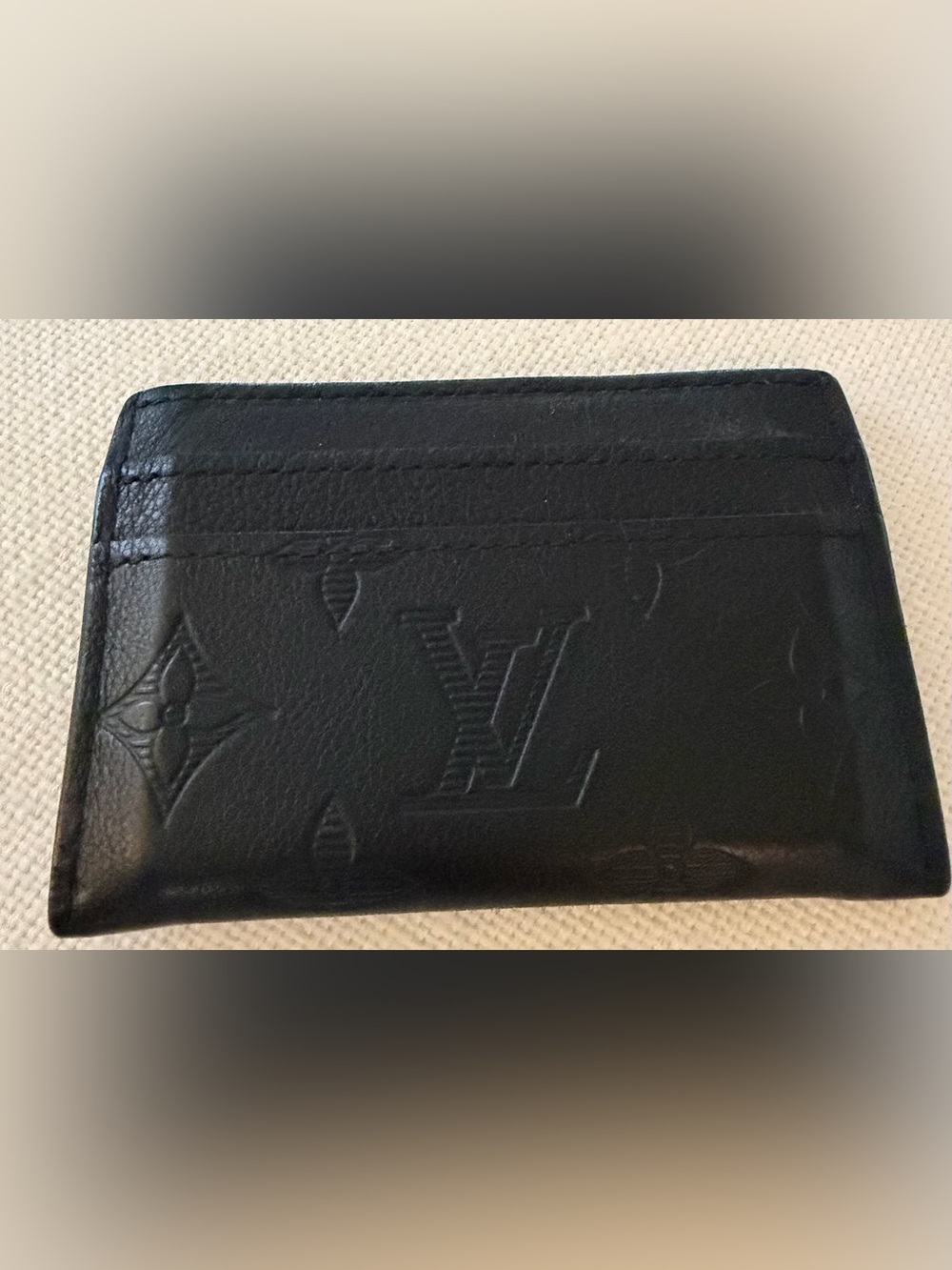 Louis Vuitton Monogram Shadow Black Leather Card Holder Wallet